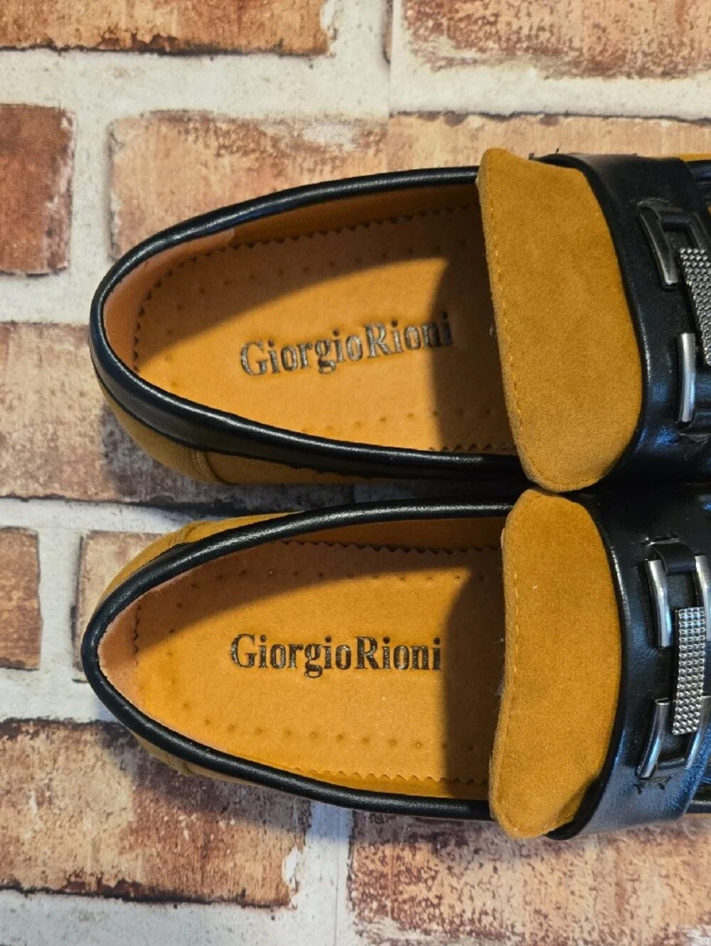 Men's Mustard Suede Loafers with Black Trim